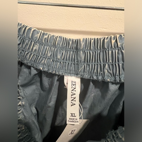 NWT Zenana Maxi Skirt Blue Gray Mineral Wash Tiered Boho Drawstring Waist - Picture 6 of 8